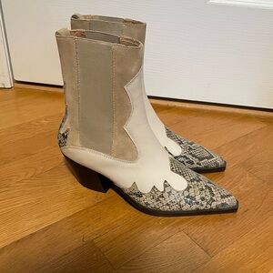 ASOS Design cuban heel snakeskin boots